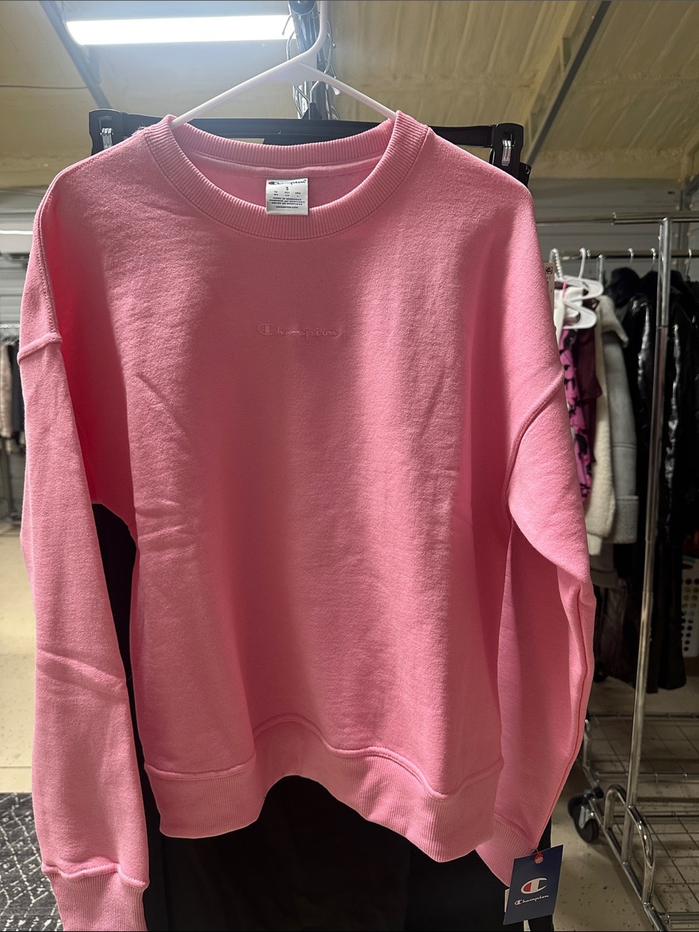 NWT CHAMPION PINK CREW NECK SWEATER